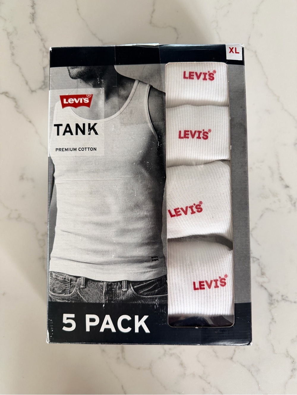 NWOT Levi's White Tank Top 4-Pack with Red Logo